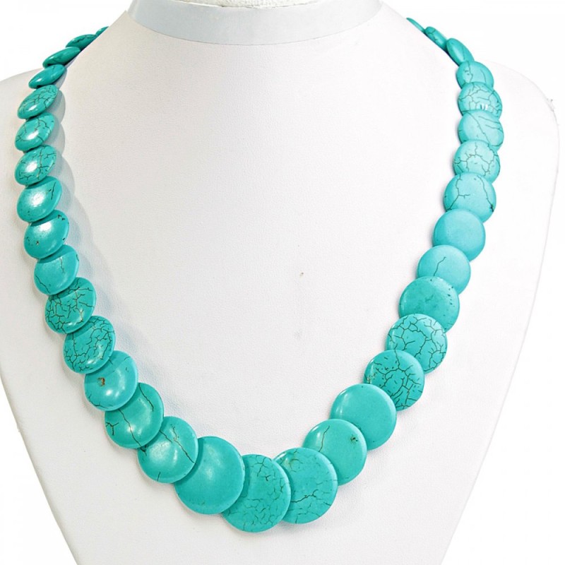 Necklace Turquoise with Veins (single) coin shape for 10–25 mm increase, length 50 cm