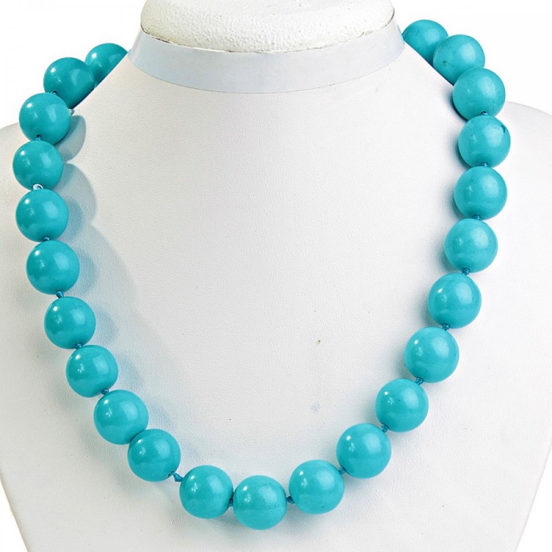 Necklace blue Turquoise (single) bead 16 mm, length 48 cm