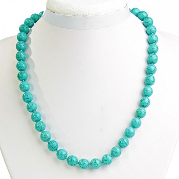 Beads green Turquoise with veining (single ) round bead 10 mm, length 47 cm