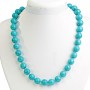 Blue Turquoise Veined Necklace (Synthetic) Round Bead 12 mm, length 50 cm
