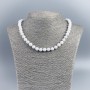 White Agate Necklace (pressed) Smooth Beads, 8 mm Diameter, Length 45 cm ±