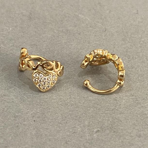 Kaf Xuping 18K Gold Plating White Crystals Love 10x8mm +