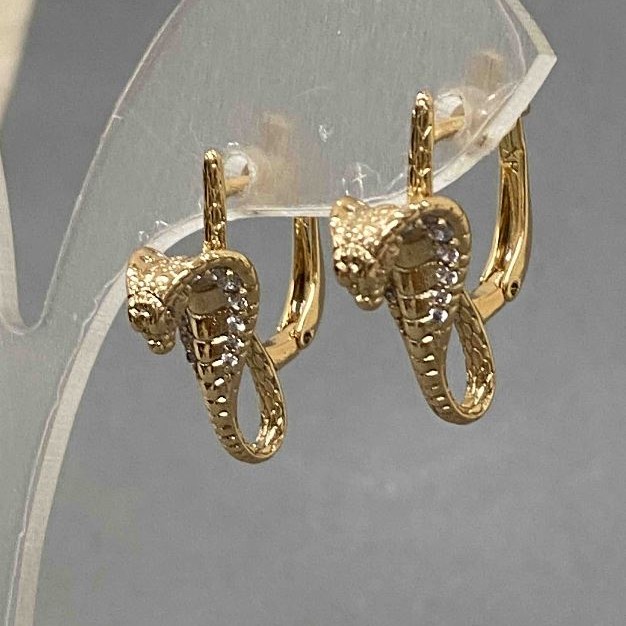Xuping Earrings 18K Gold Plating with White Crystals 'Cobra', diameter 20×8 mm+