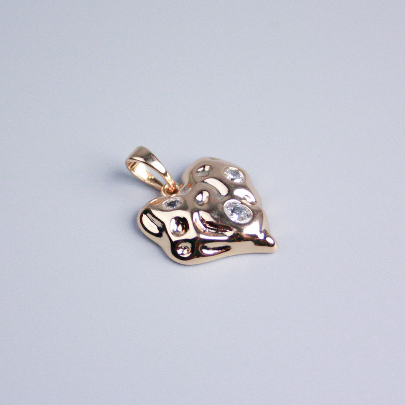 Xuping Pendant 18K Gold Plating Heart with White Crystals, 16×18 mm diameter
