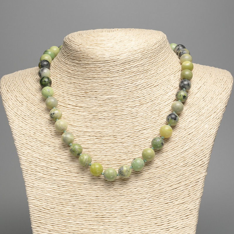 Necklace 'Australian Jadeite' (acrylic) smooth beads, diameter 10.5 mm, length 48 cm