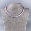 Kunzite Necklace, natural stone, faceted cube beads, 6x6 mm, length 50 cm