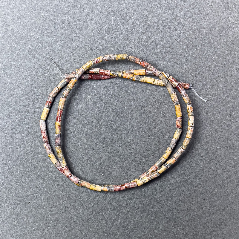 Leopard Jasper Beads, natural stone, faceted cut, diameter 2×4.5 mm, length approx. 38 cm on thread