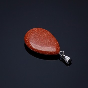 Aventurine Drop Pendant (Synthetic), Golden, 2.5×1.7 cm (±)