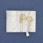 Брошка Книга з окулярами світло-сіра та золотиста емаль, сріблястий метал 35х26мм