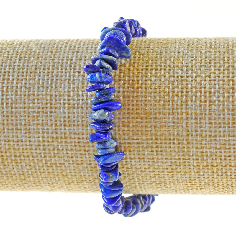Lazurite natural stone chip bracelet, diameter 7×2 mm ±, length 18 cm ± (stretch)