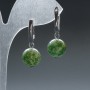 Сережки Моховий Агат гладка кулька, діаметр 12, 5мм+- англійський замок, довжина 33мм+