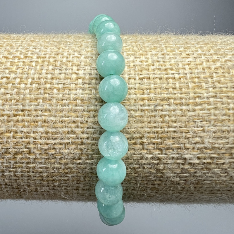 Amazonite Bracelet with Smooth Beads, 6.5 mm diameter, 18 cm length (stretch)