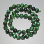 Green Cat's Eye Beads, natural stone, smooth round beads, 8.5 mm diameter, 38 cm length on thread
