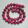 Raspberry Cat's Eye Beads, natural stone, smooth spheres, 10 mm diameter ±, 38 cm length ± on thread