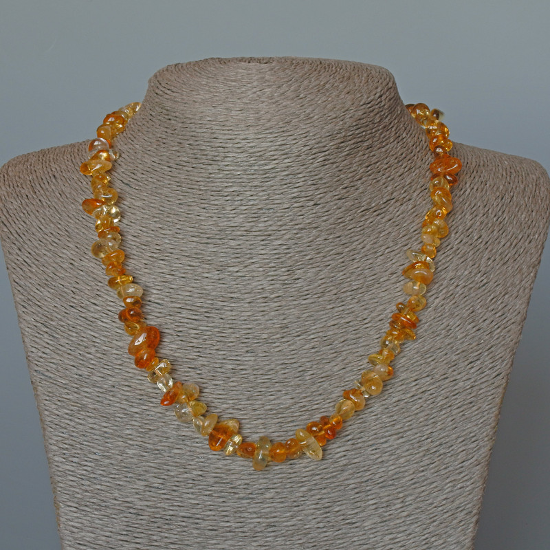 Citrine necklace with natural stone, faceted beads, 8x4 mm diameter, 48 cm length