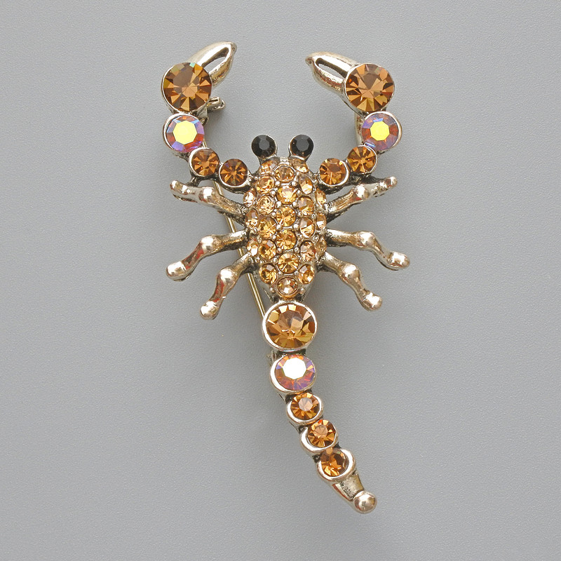 Scorpion Brooch-Pendant with Yellow Crystals