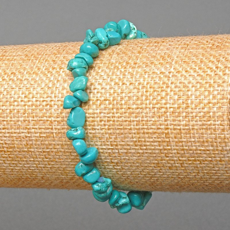 Turquoise bracelet, light blue chips (single ), chip size, diameter 6x4 mm +/-, length 18 cm (stretch)