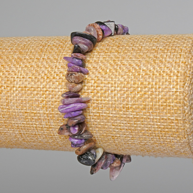 Charoite bracelet with natural stone chips, diameter 9x2 mm ±, length 18 cm ± (stretch)