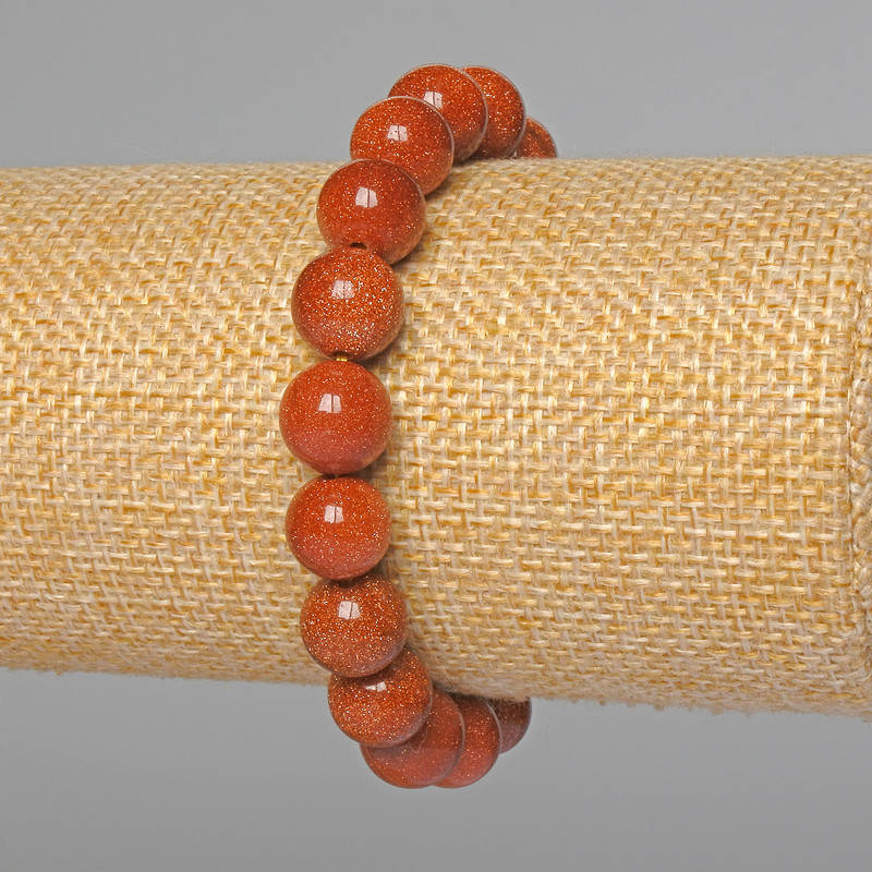Aventurine Golden Sand Bracelet (synthetic) smooth bead, diameter 10mm ±, length 18cm ± (stretch)