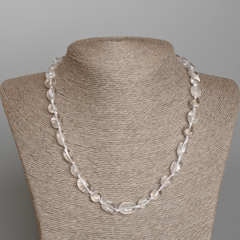 Faceted Rock Crystal Necklace, bead size 9×12 mm, length 48 cm
