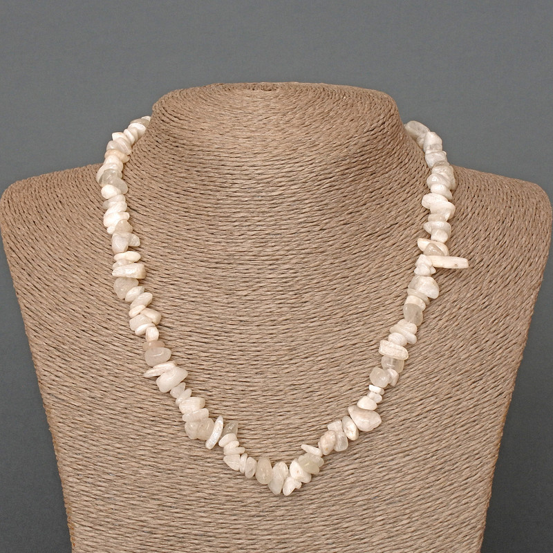 Adularia Necklace, Natural Stone Chip, 8 x 4 mm, Length 47 cm ±
