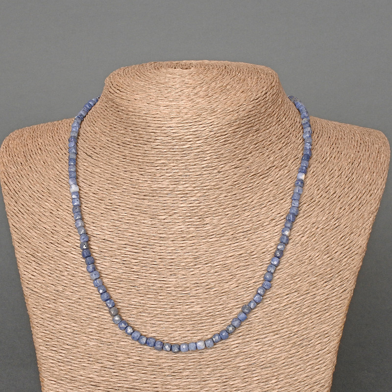 Sponge Coral Necklace with natural faceted cube beads, 4 mm diameter, 47 cm long