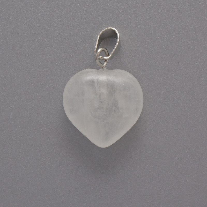 Heart Pendant with Mountain Crystal, diameter 15x15x6 mm ±, length 23 mm ±