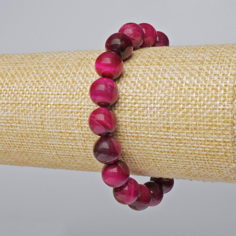Bracelet Raspberry Cat's Eye natural stone smooth bead, diameter 10.5 mm ±, length 18 cm ± (stretch)