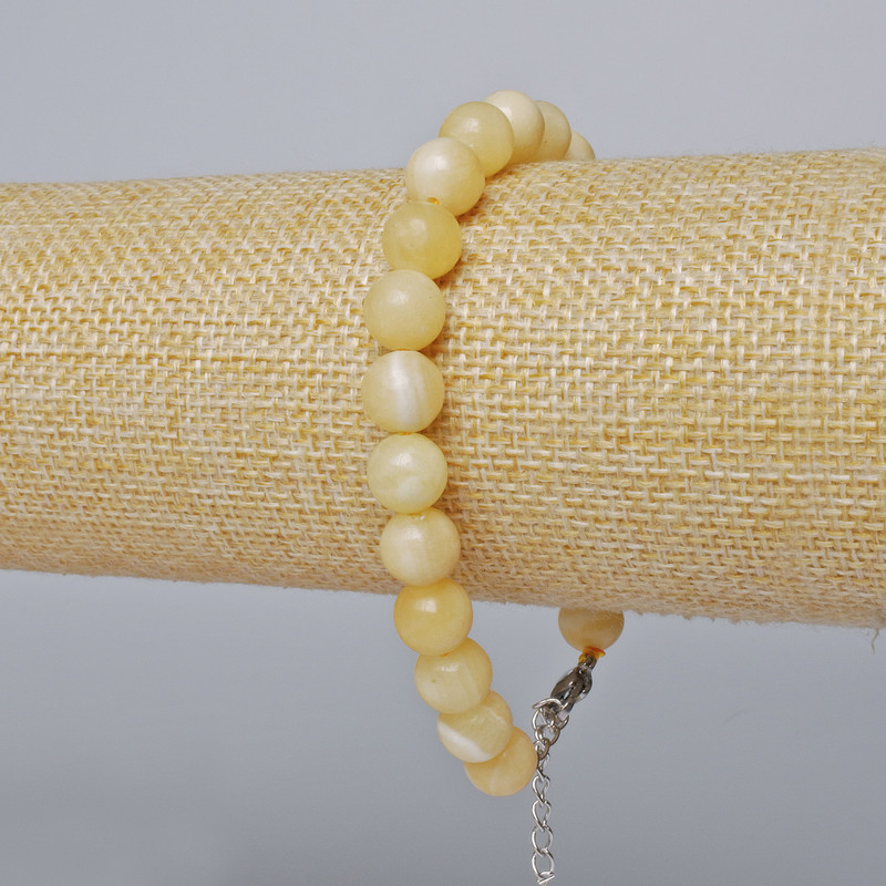 Citrine Bracelet (pressed) smooth bead, diameter 8.5 mm + -, length 19-24 cm + - (silver clasp)