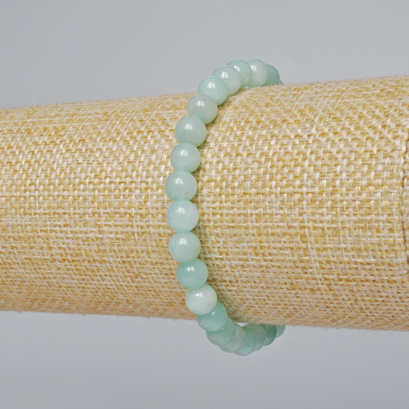 Amazonite Bracelet (artificial acrylic) smooth bead, diameter 6.5 mm, length 18 cm (stretch)