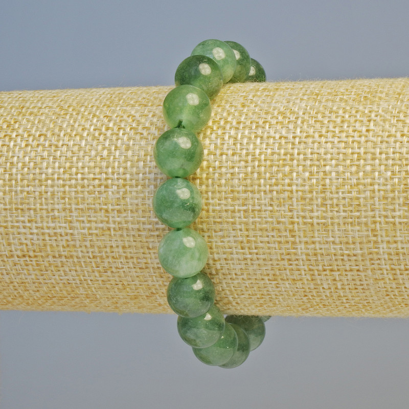 Bracelet Jadeite natural stone smooth beads, diameter 10.5 mm ± (stretch), length 18 cm+