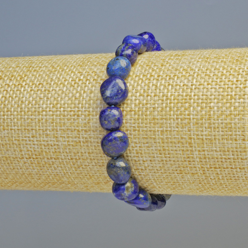 Azurite bracelet, natural stone, faceted, diameter 9mm +/- (stretch), length 18cm+