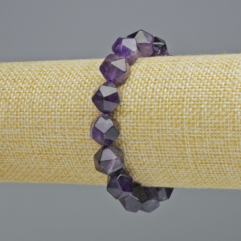 Amethyst bracelet natural stone faceted, diameter 10, 5x12mm+- (stretch), length 18cm+