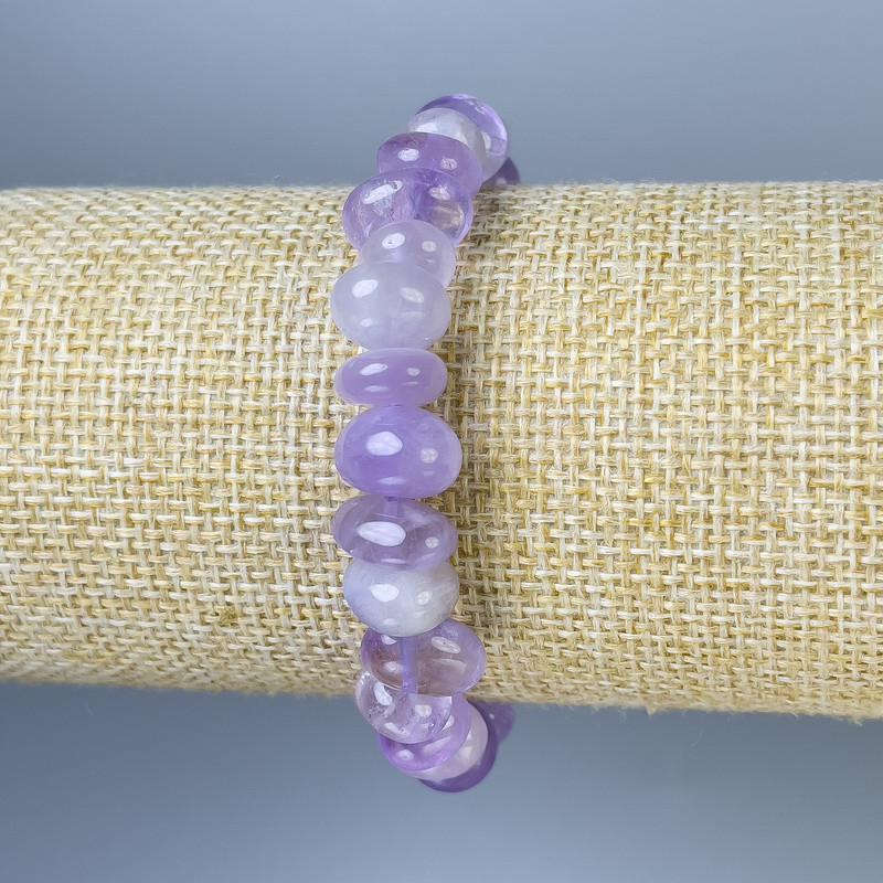 Amethyst Faceted Bead Bracelet 9-12×6-8 mm, 18 cm length, stretch