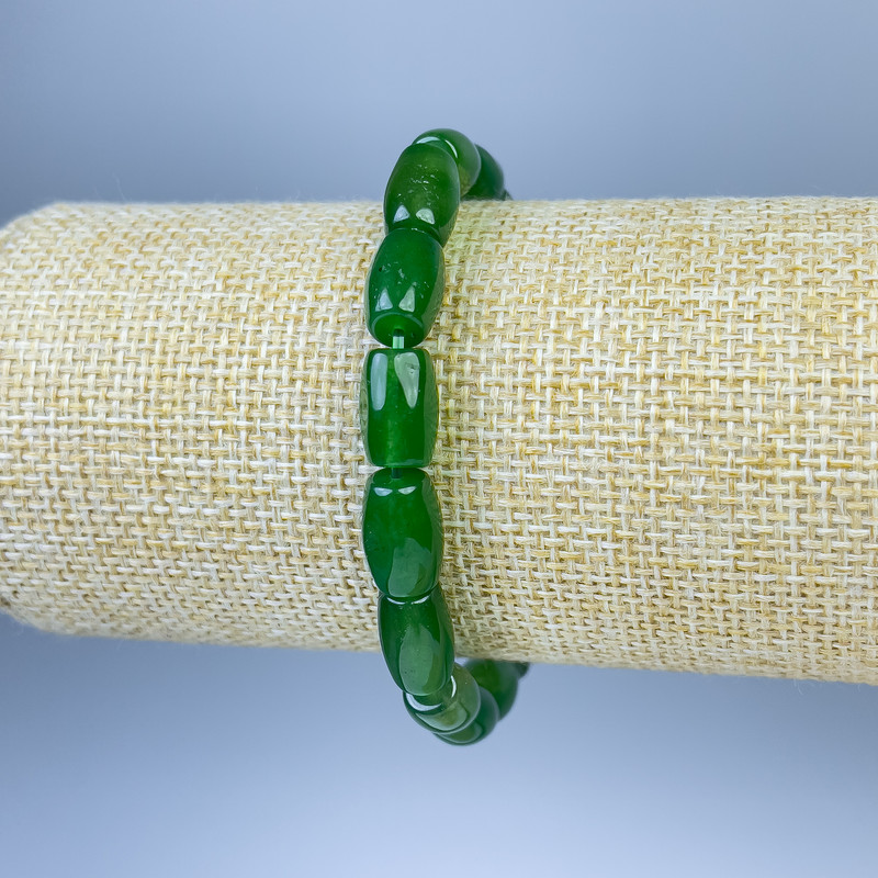 Chrysoprase Barrel Bracelet, 11x8 mm Beads, 18 cm Length, Elastic