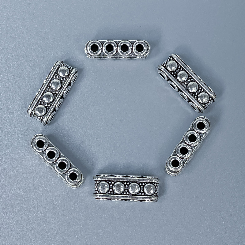 Row divider insert, silver color, 7×5×17 mm, hole diameter ~1.8 mm, packaging 20 g (~10 pcs)