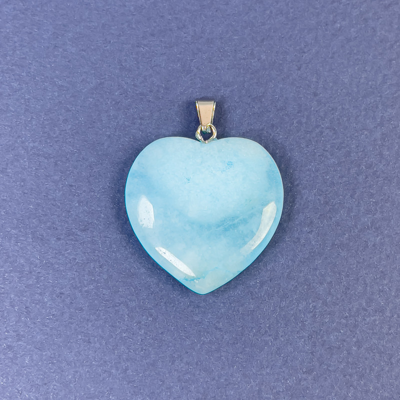 Aquamarine Heart Pendant (Toned) 25x25x8x30mm+