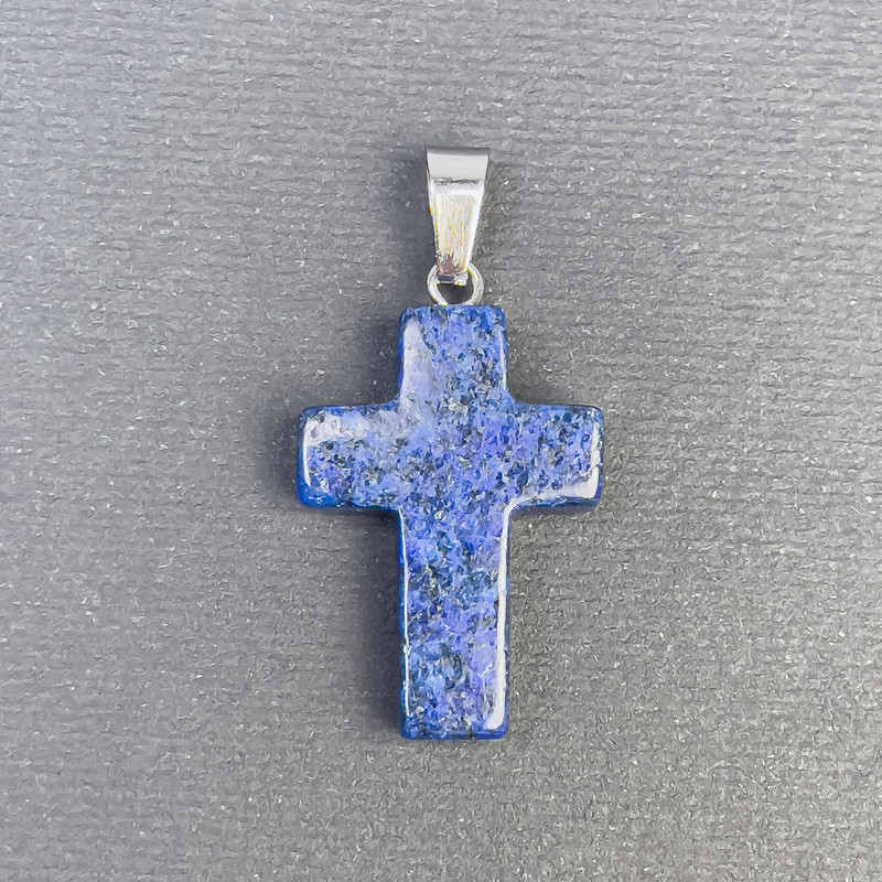 Cross Pendant in Lapis Lazuli-Toned Stone 25×18×36 mm+