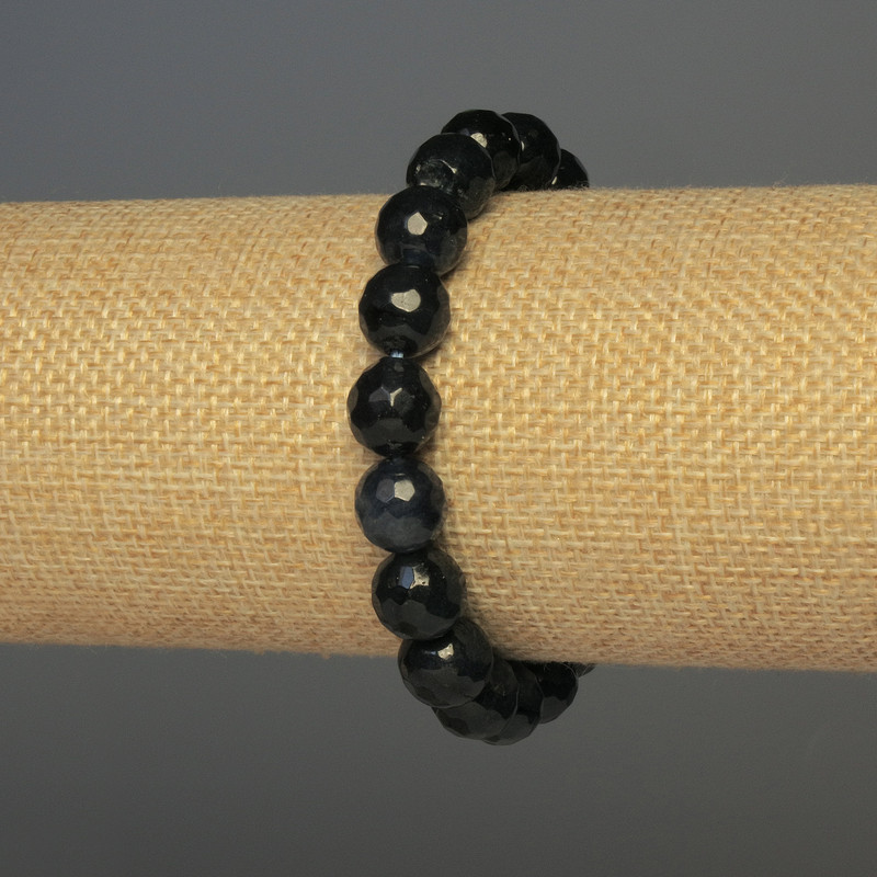 Apatite Bracelet with Faceted Beads, 10 mm diameter, 18 cm length, stretch