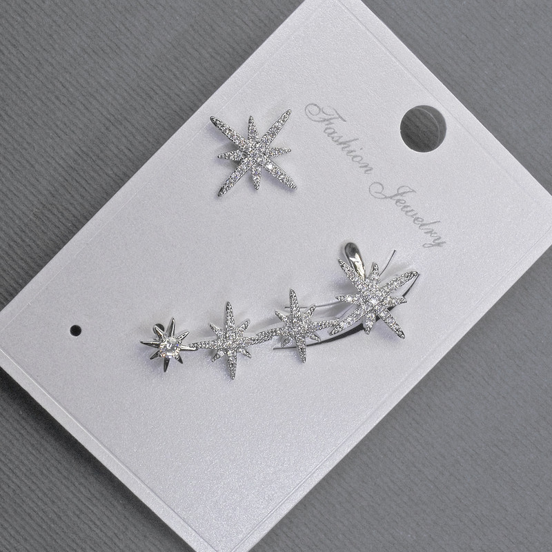 Bezel Stud Earrings for the Earlobe, Silver-Tone Metal, 12x32 mm ± White Rhinestones