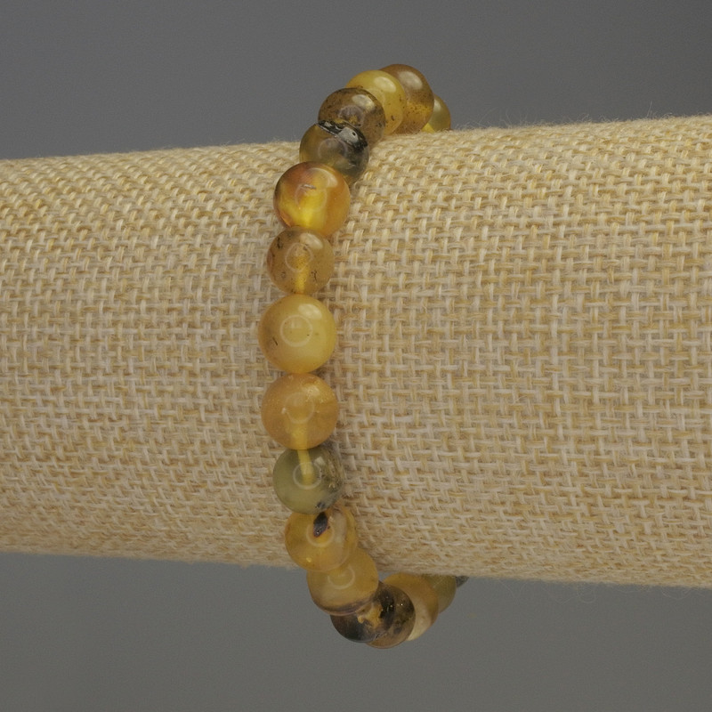 Amber bracelet with smooth 8mm beads, 18 cm stretch