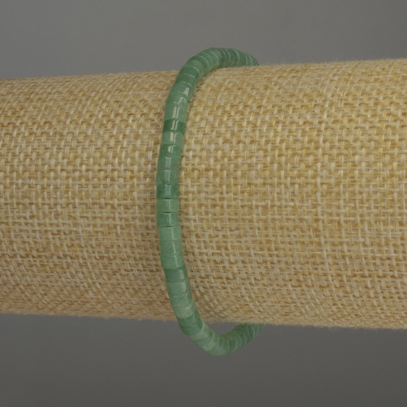 Nephrite Rondelle Bracelet, diameter 4×2.5 mm, length 18 cm stretch