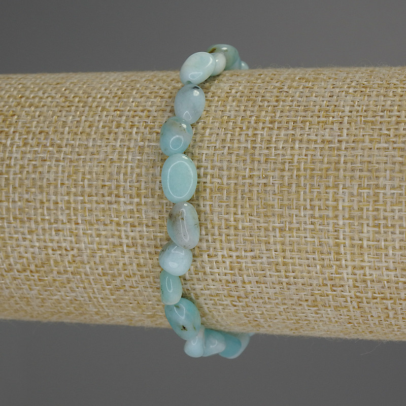 Larimar bracelet with faceted beads, 8x6 mm, 18 cm stretch