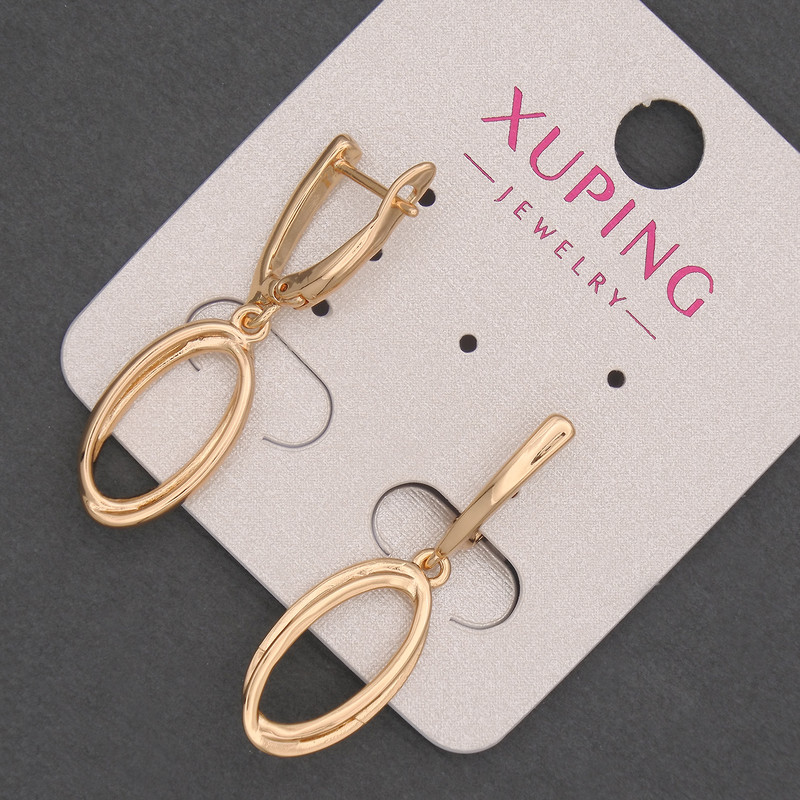 Earrings Xuping, diameter about 12 mm, length 35 mm, 18K gold plating