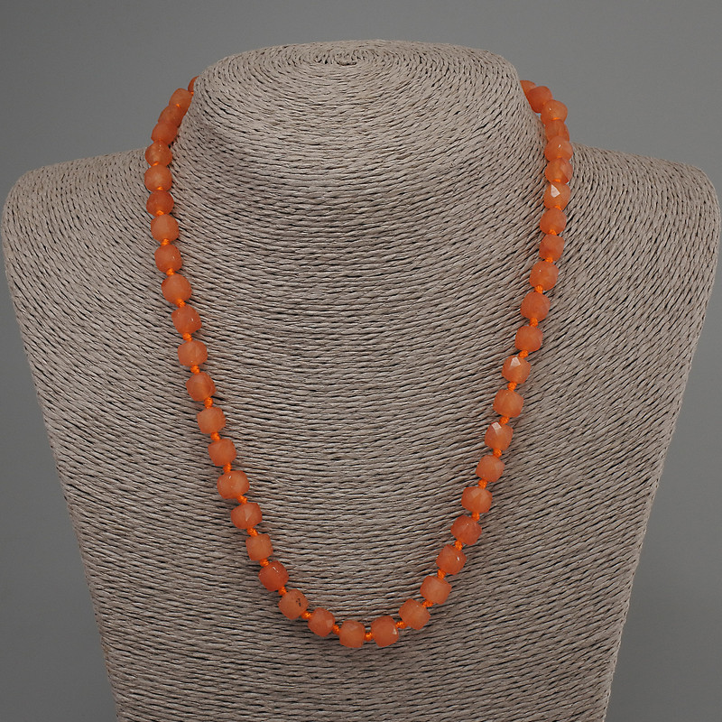 Mashan Jade Necklace with Faceted Cube Beads, 7×7 mm diameter, length about 50 mm with clasp