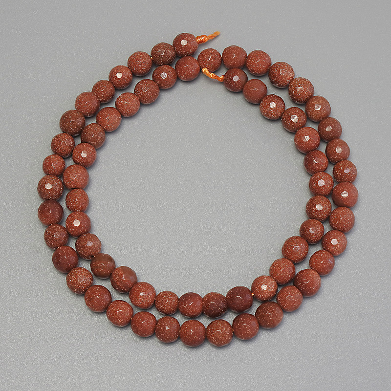 Aventurine Beads Golden Sand, Faceted Bead, Diameter 6mm± on Thread, Length 38cm+