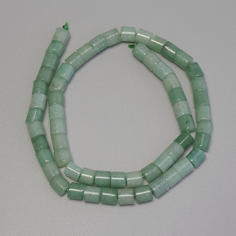 Jade Cylinder Beads, 6x6 mm diameter, 38 cm long, on thread