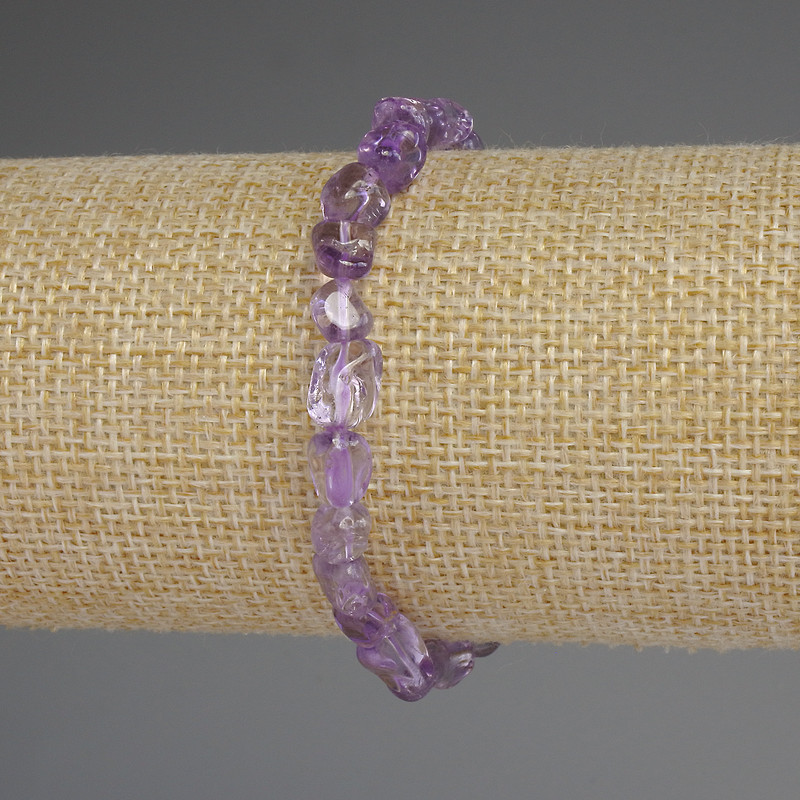 Amethyst Bracelet with Faceted Beads, 8x6 mm, length 18 cm, stretch