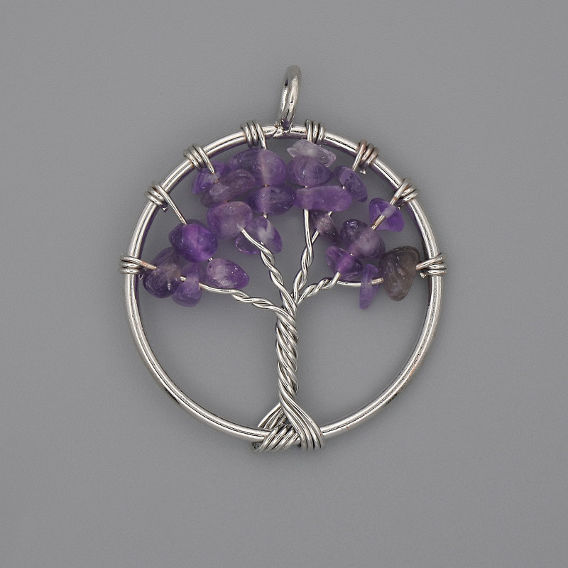 Pendant "Tree of Happiness" Amethyst, diameter 30mm+