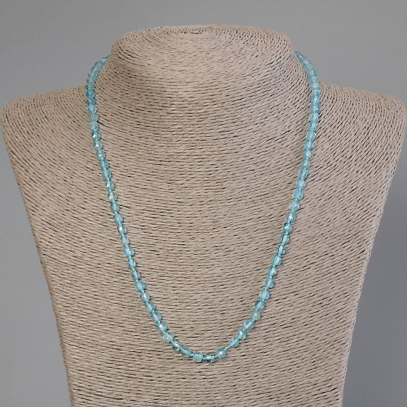 Faceted Topaz Cube Necklace, 4x4 mm cubes, length 50 cm +/- with clasp
